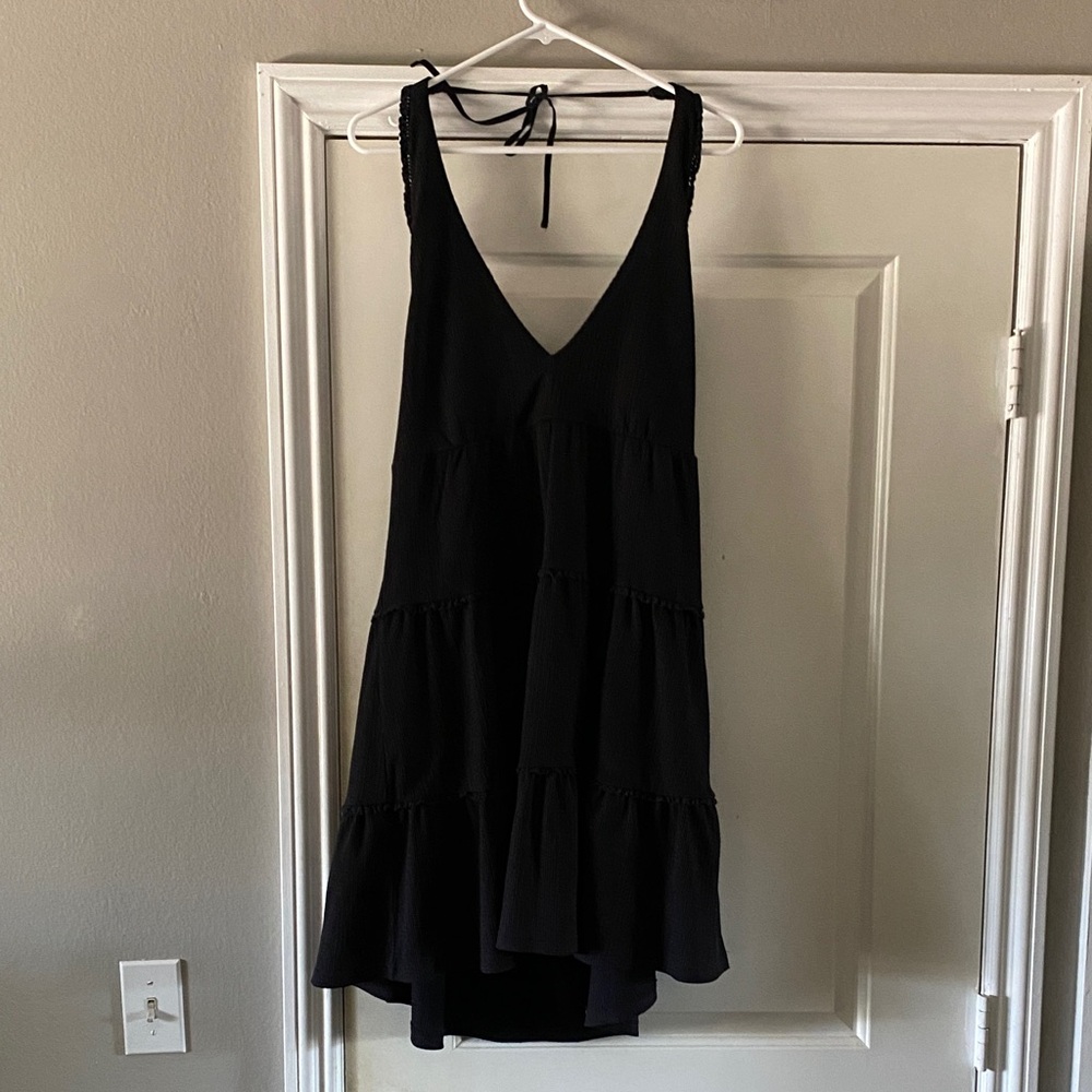 Black V-Neck Tiered Sundress